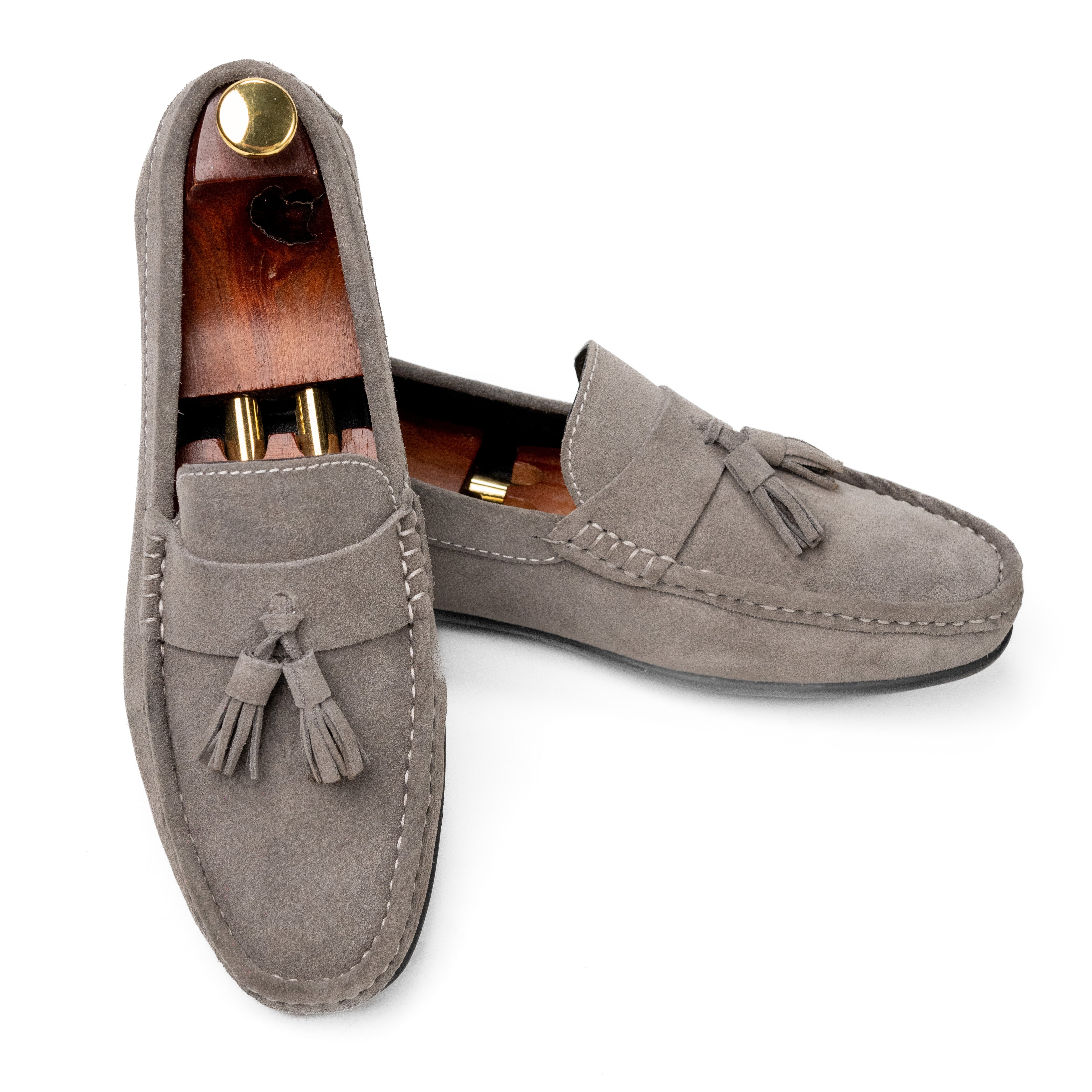 Foster Silver Suede Loafers For Men