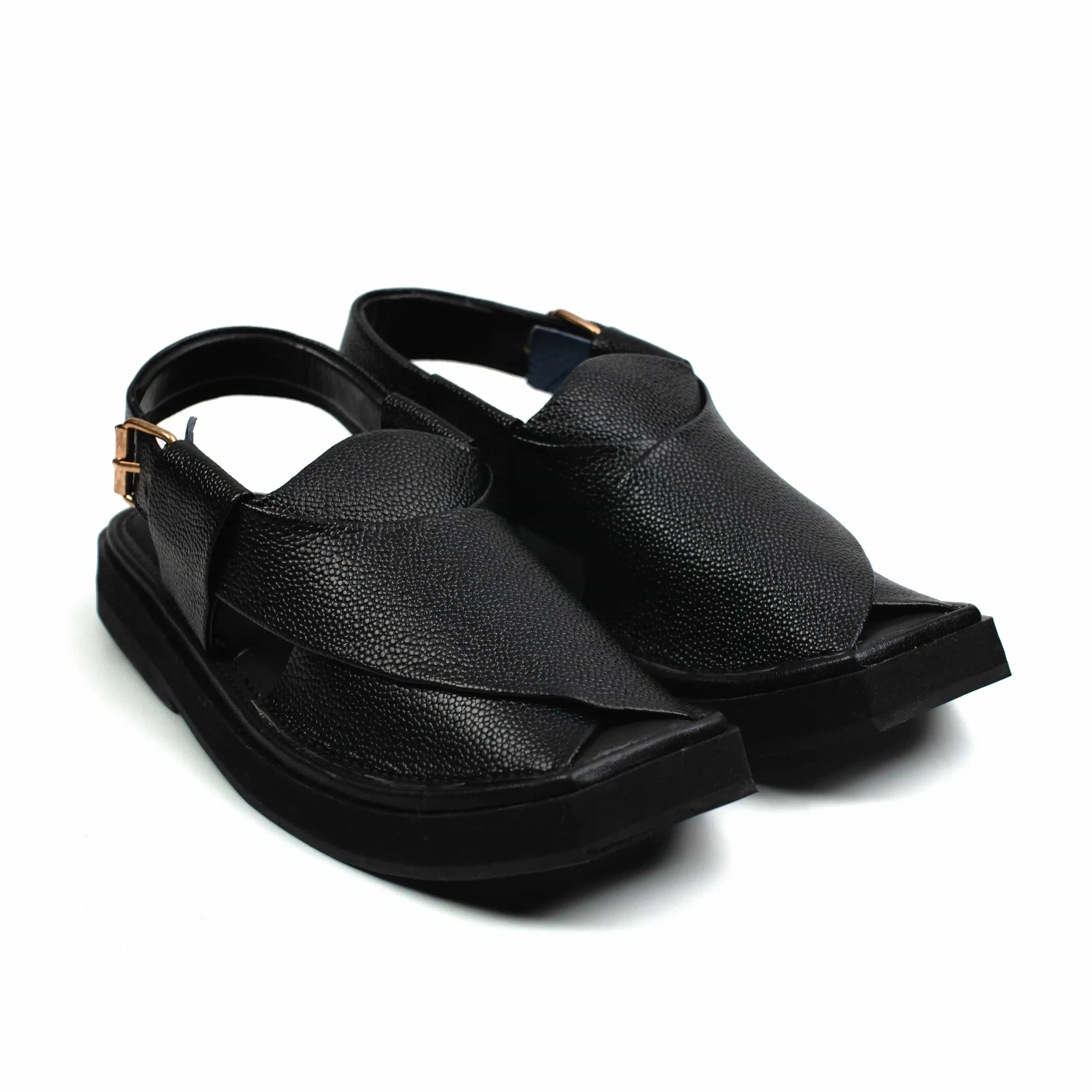 HEEL DOTTED BLACK Kaptaan Chappal (KNB-101)