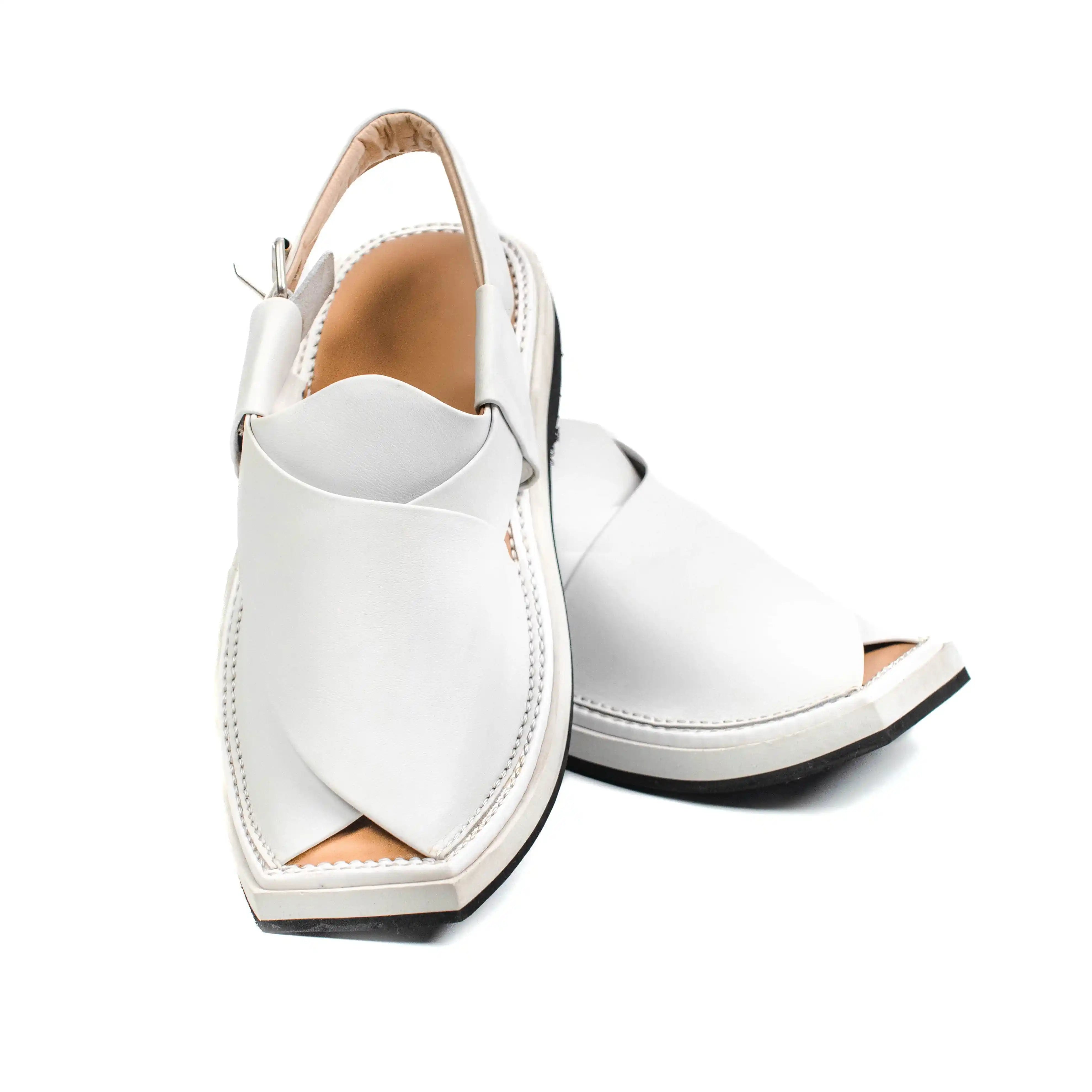 HEEL WHITE Kaptaan Chappal (KNW-1111)