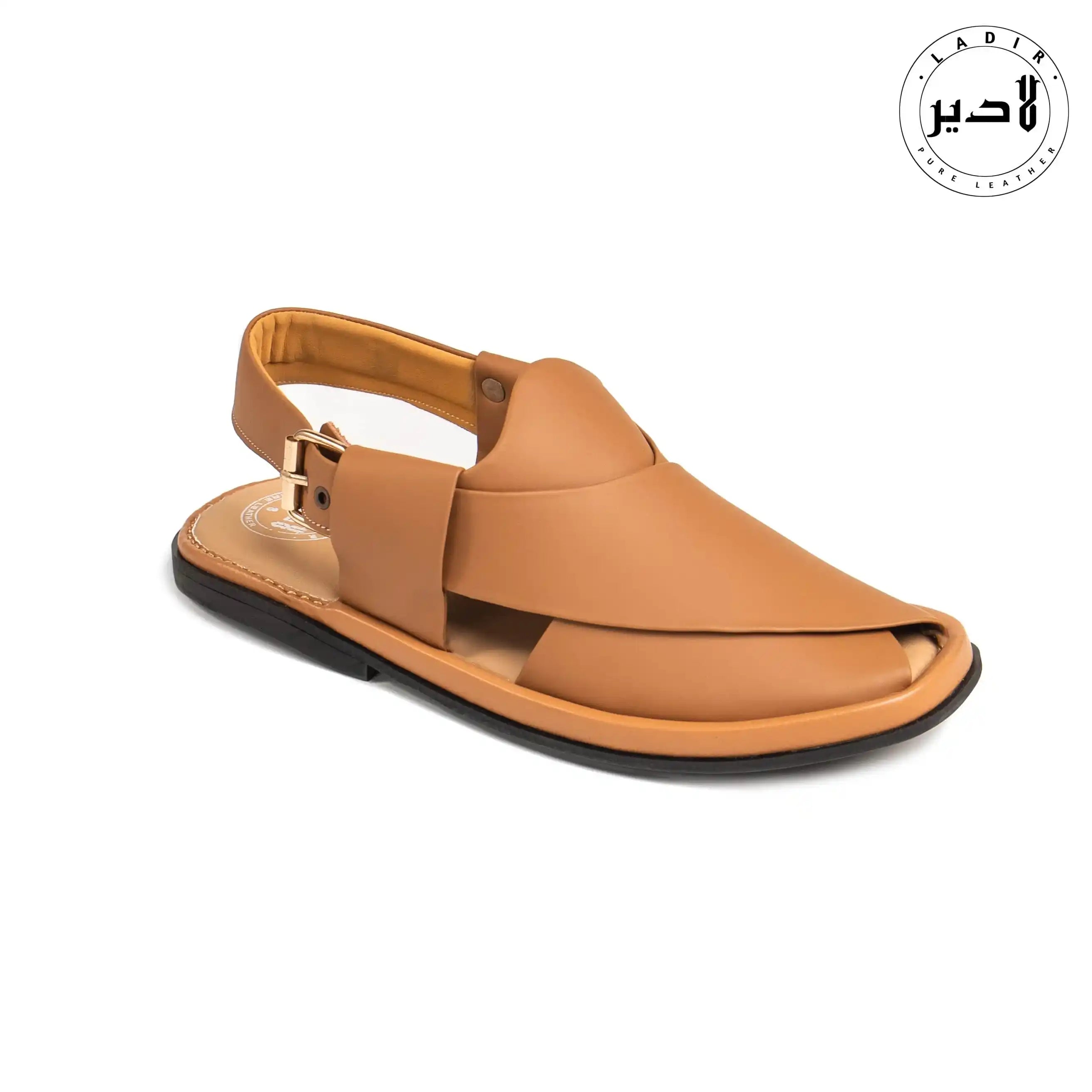 Brown ROUND Golden Peshawari Chappal (RSP-201)