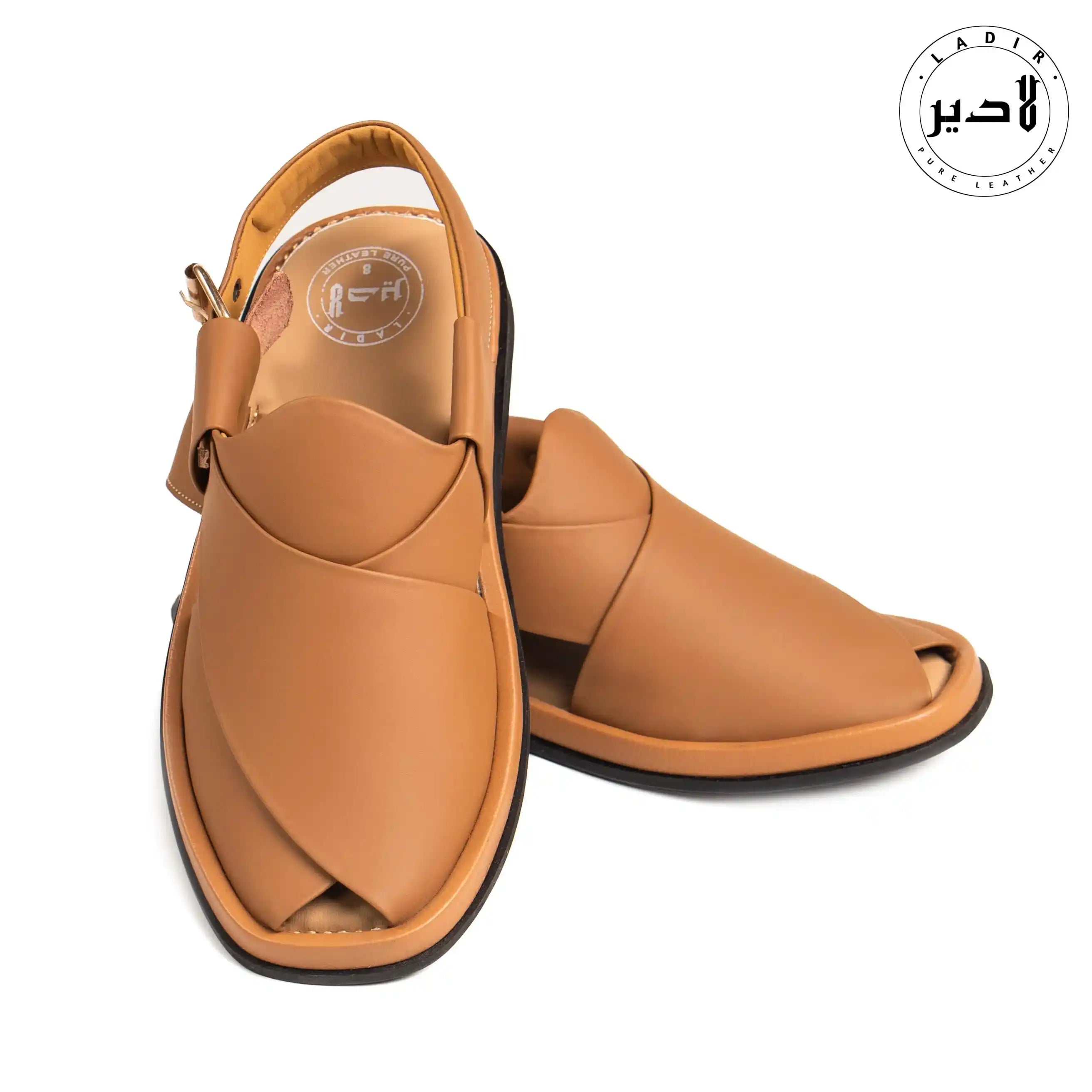 Brown ROUND Golden Peshawari Chappal (RSP-201)